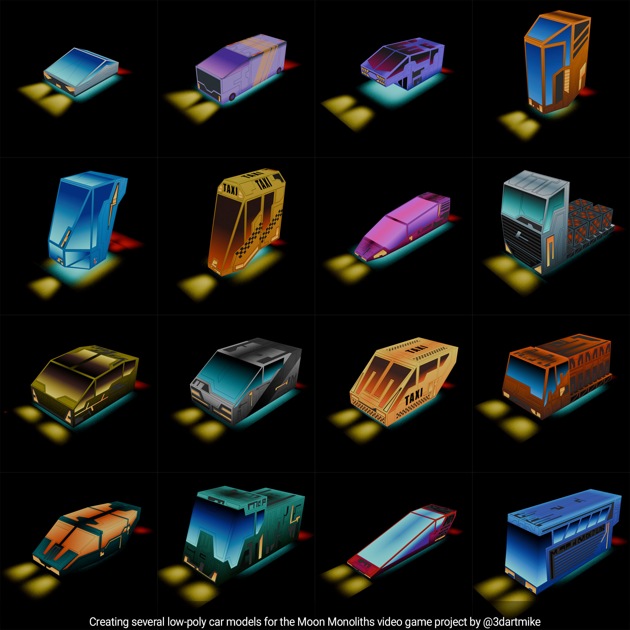 Autos de la escena de la ciudad del juego Moon Monoliths